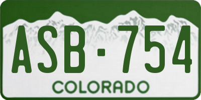 CO license plate ASB754