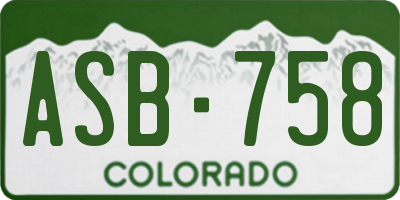 CO license plate ASB758
