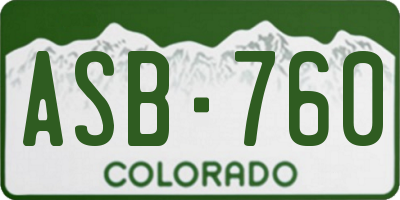 CO license plate ASB760