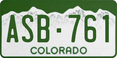 CO license plate ASB761