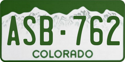CO license plate ASB762
