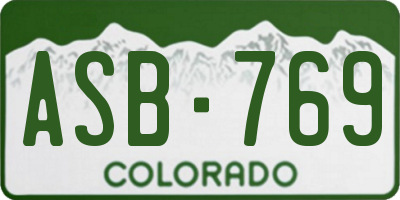 CO license plate ASB769