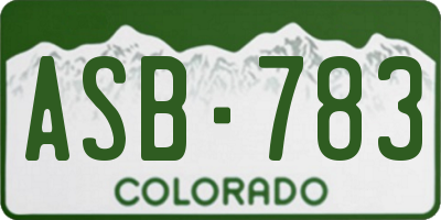 CO license plate ASB783