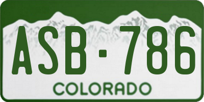 CO license plate ASB786