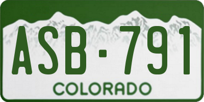 CO license plate ASB791