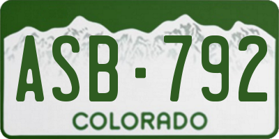 CO license plate ASB792