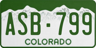 CO license plate ASB799