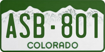 CO license plate ASB801