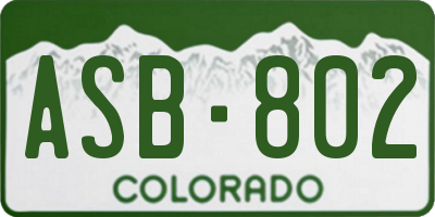 CO license plate ASB802