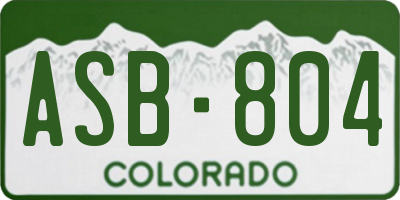 CO license plate ASB804