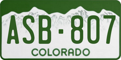 CO license plate ASB807