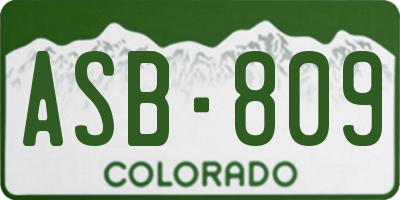 CO license plate ASB809