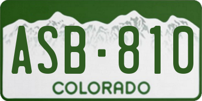 CO license plate ASB810