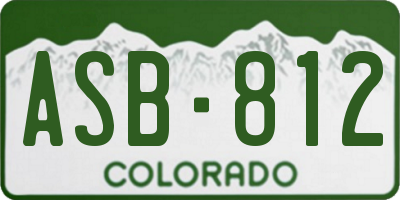 CO license plate ASB812