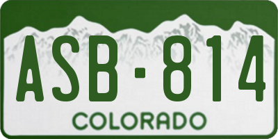 CO license plate ASB814