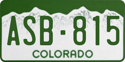 CO license plate ASB815