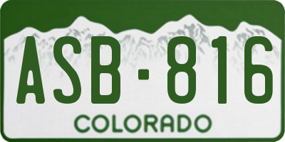 CO license plate ASB816