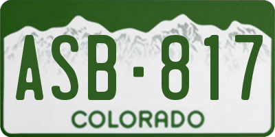CO license plate ASB817