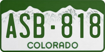 CO license plate ASB818