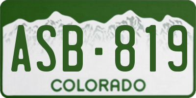 CO license plate ASB819