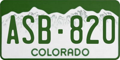 CO license plate ASB820