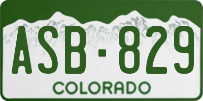 CO license plate ASB829