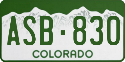 CO license plate ASB830