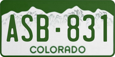 CO license plate ASB831