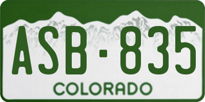 CO license plate ASB835