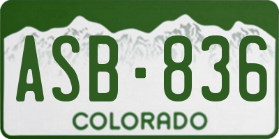 CO license plate ASB836