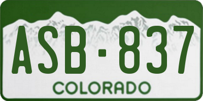 CO license plate ASB837