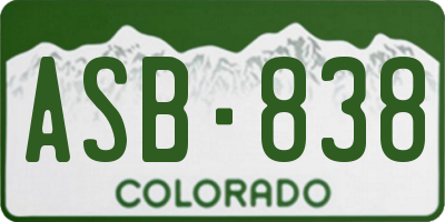 CO license plate ASB838