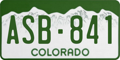 CO license plate ASB841