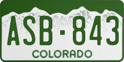 CO license plate ASB843