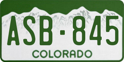 CO license plate ASB845