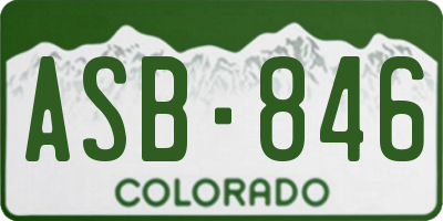 CO license plate ASB846