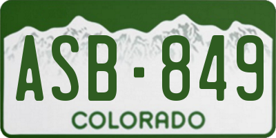 CO license plate ASB849