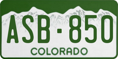 CO license plate ASB850