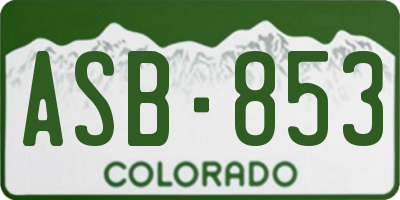 CO license plate ASB853