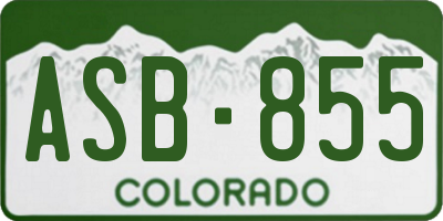 CO license plate ASB855
