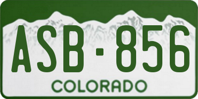 CO license plate ASB856