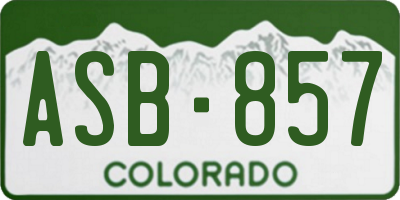 CO license plate ASB857