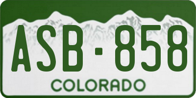 CO license plate ASB858