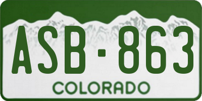CO license plate ASB863