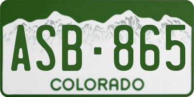 CO license plate ASB865