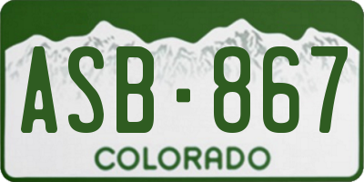 CO license plate ASB867