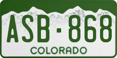 CO license plate ASB868