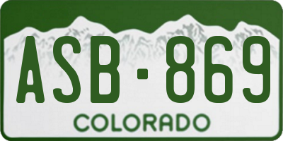 CO license plate ASB869