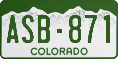 CO license plate ASB871