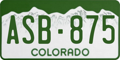CO license plate ASB875